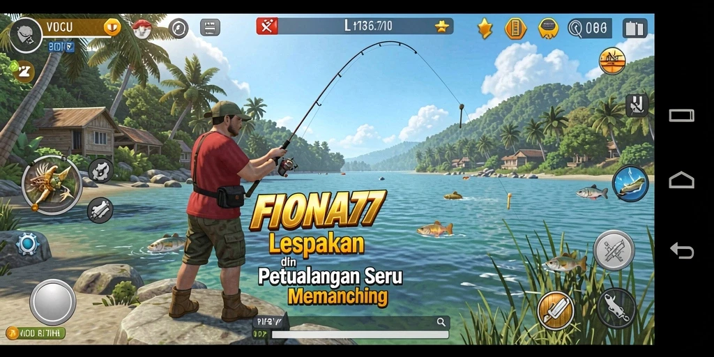 Tampilan gameplay FIONA77 yang menarik dengan aksi memancing.