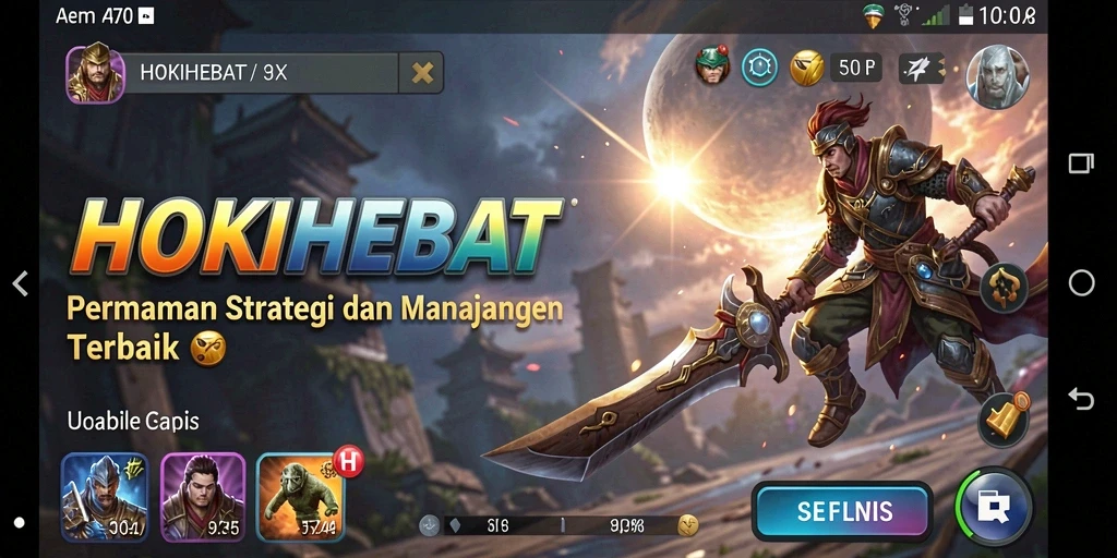 Screenshot gameplay HOKIHEBAT yang menunjukkan aktivitas strategi dan manajemen.