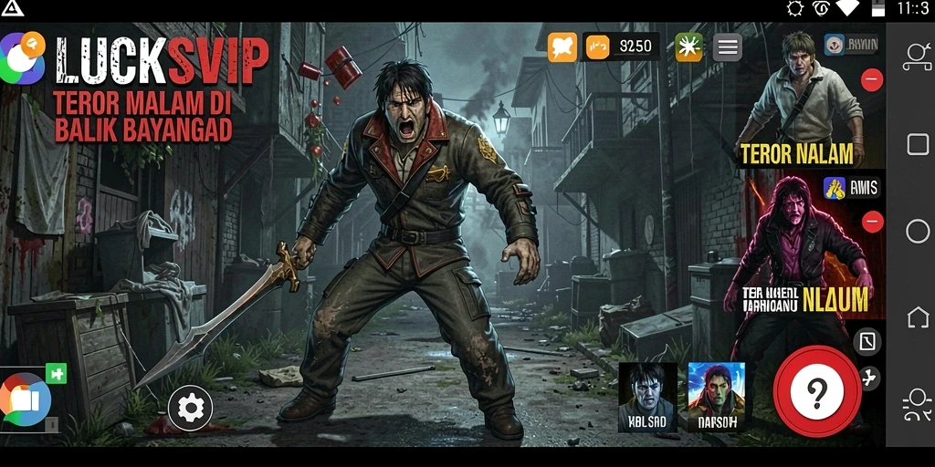 Screenshot LUCKSVIP menampilkan suasana gelap dan menakutkan dari gameplay.