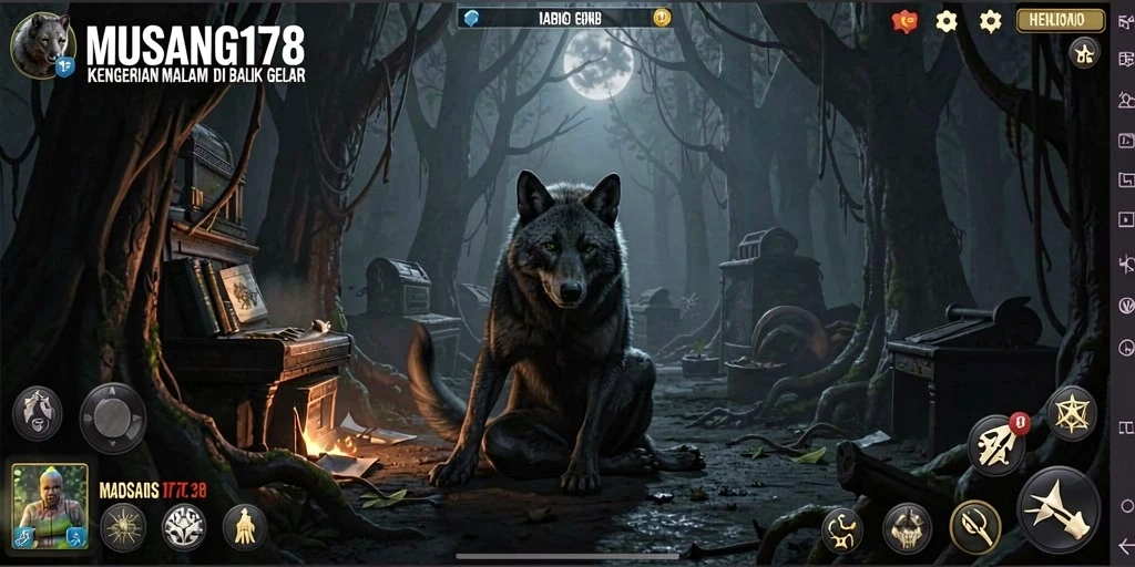 Tampilan gameplay yang menakutkan di dalam MUSANG178.