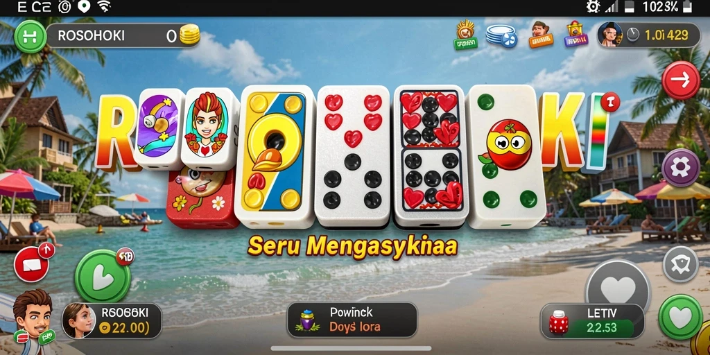Tangkapan layar permainan <strong>ROSOHOKI</strong> yang menampilkan aksi seru permainan Domino.