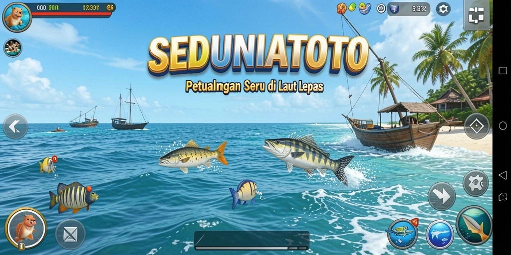 Tampilan gameplay memancing yang menarik dan penuh aksi di SEDUNIATOTO.