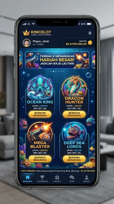Menu kategori aplikasi kingslot yang mudah dinavigasi.